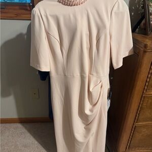 Chic Cream Midi Dress with Pearl Accents